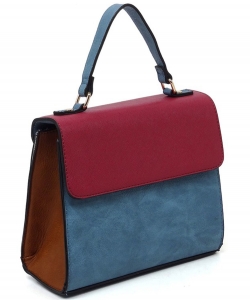 Colorblock Top Handle Satchel AS2770 JEAN/MULBERRY